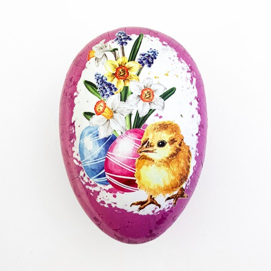 4-1/2" Magenta Chick Papier Mache Easter Egg Container ~ Germany